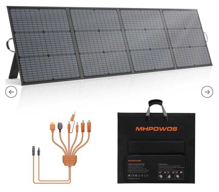 Painel Solar Dobrável 220W 41V - 48V Monocristalino Alto Rendimento