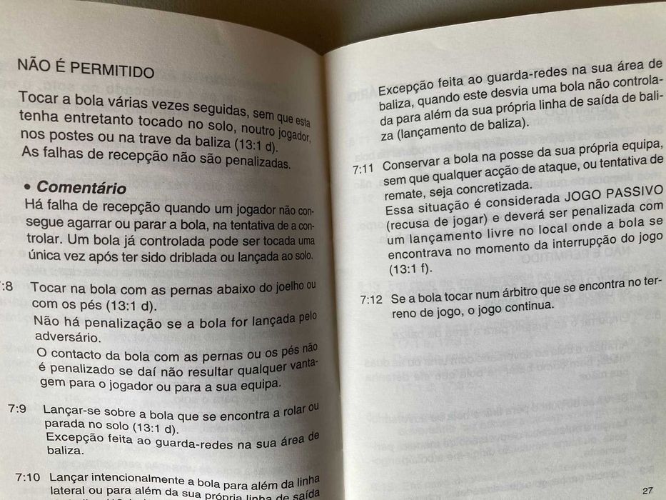 Regras de Jogo - Federação Portuguesa de Andebol, 1993