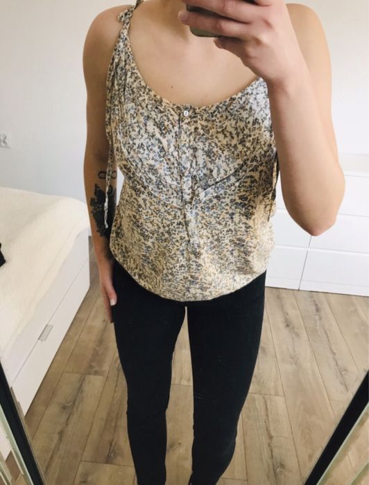 Wiązana bluzka w kwiaty na ramiączkach H&M 38 (M)