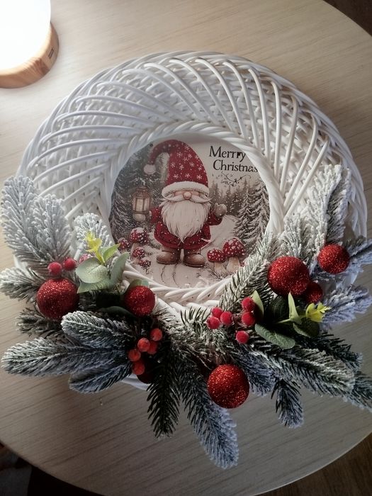 Різдвяний вінок на двері ротанг