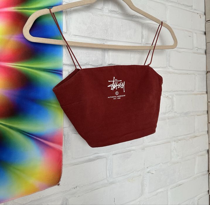 Бордовий кроп-топ Stüssy