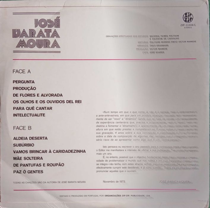 José Barata Moura	- - - - -	José Barata Moura	- - - - -	LP
