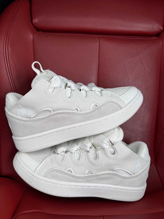 (ОПЛАТА ПІСЛЯ ОГЛЯДУ)Lanvin Curb Sneakers All White Менш Дуті