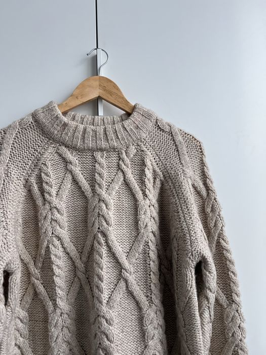 Sweter z warkoczowym splotem z wełną, rozmiar S