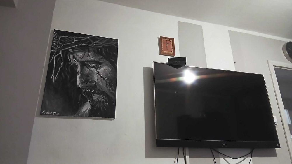 Obraz Jezus w cierpieniu” – ręcznie malowany 50x70 płótno akryl