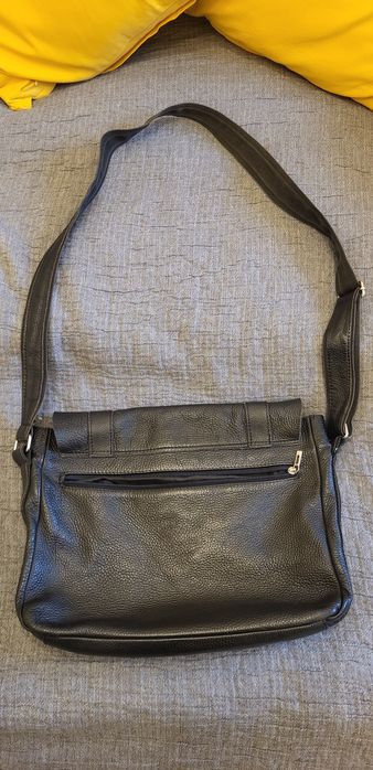 Torba skórzana czarna listonoszka