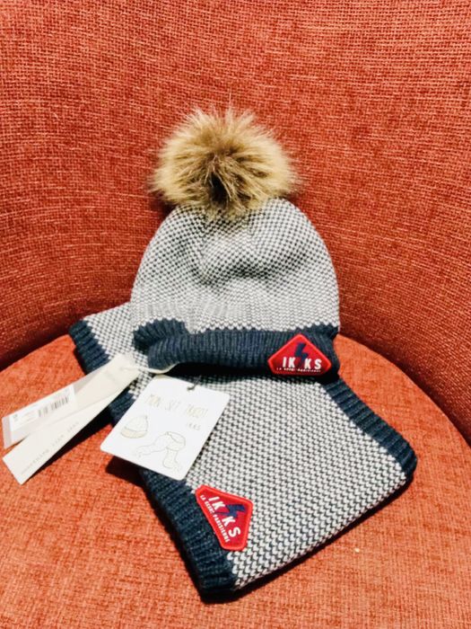 Набір дитячий зимовий IKKS (3 набори) шапка та димохід 45