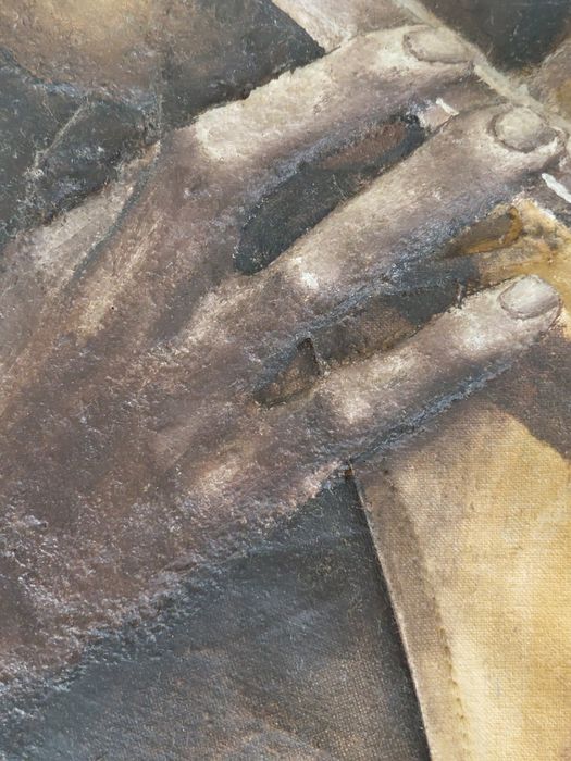 Pintura a óleo com relevo  assinada