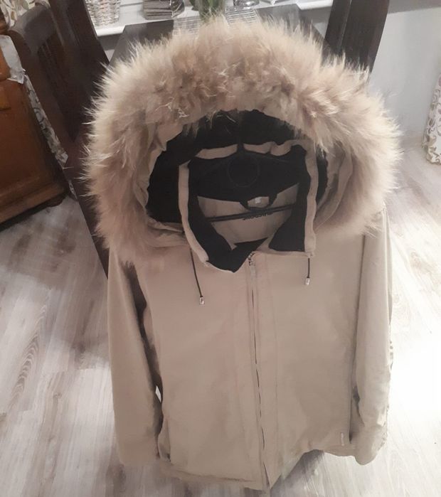 Kurtka ocieplana polar futerko naturalne jenot