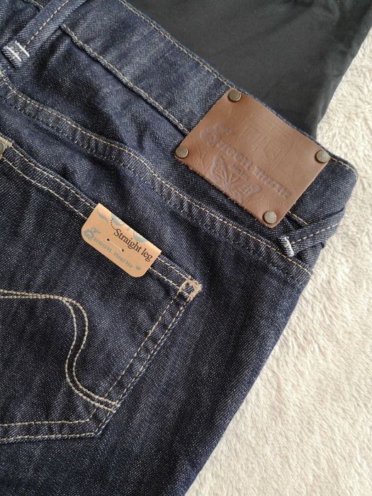 Nowe granatowe spodnie ciążowe  jeansowe jeansy Queen Mum ok. 36 - 38