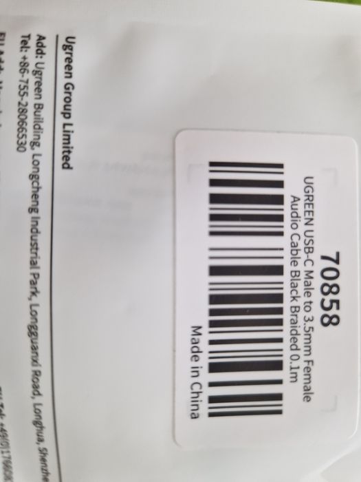 Cabo usb-c para ligação áudio