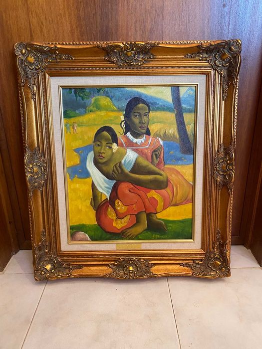 Quadro com reinterpretação de “Nafea Faa Ipoipo?” de Paul Gauguin