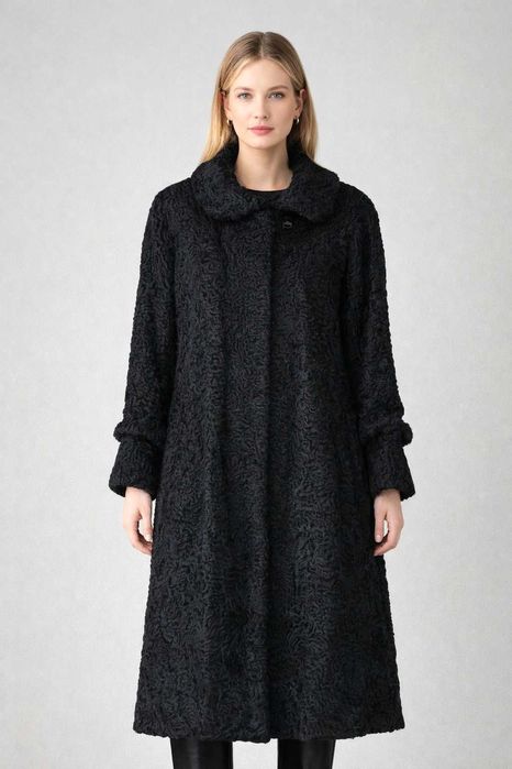 Casaco Longo em Pele de Ovelha Karakul (Astrakan) - L/XL