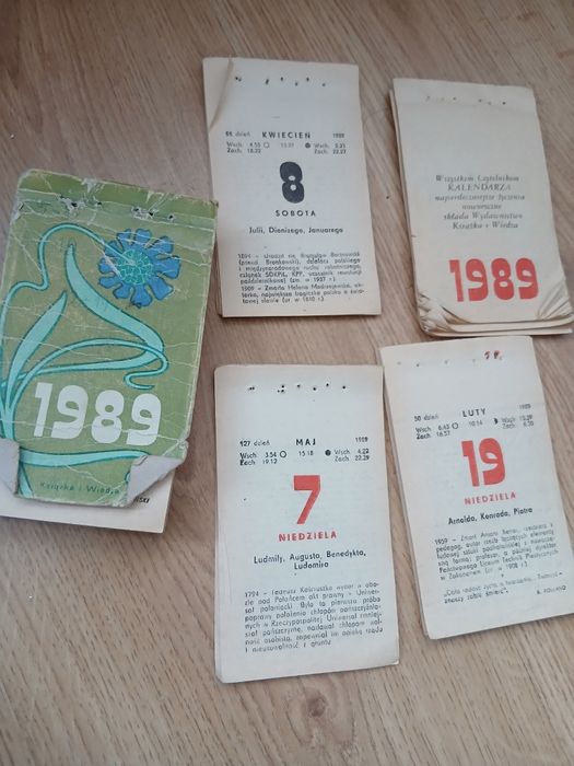 Kartka z kalendarza 1989 urodziny rocznica ślubu