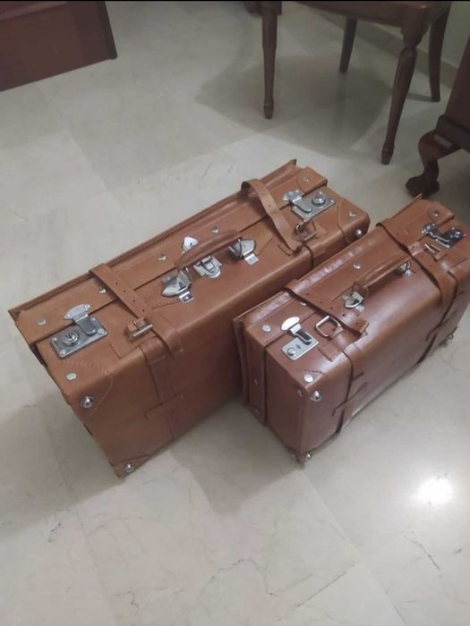 Conjunto de 2 malas em pele vintage