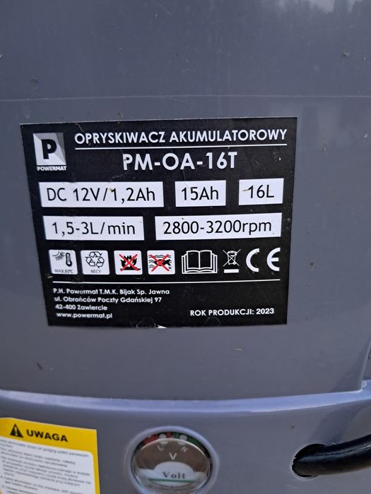 Opryskiwacz akumulatorowy powermat pm-OA-16T