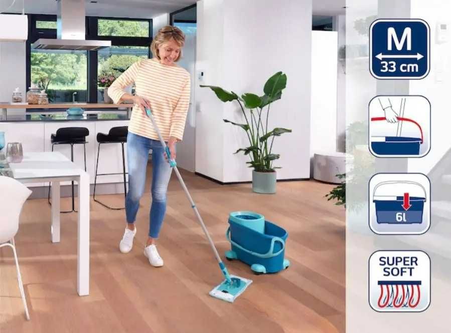 Набір для миття підлоги Leifheit CLEAN TWIST M Ergo Mobile Set 52121 з відром 6 л і візком