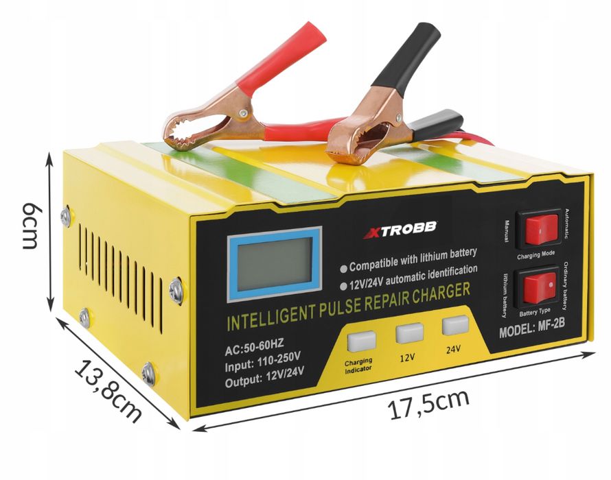 Prostownik Ładowarka do Akumulatora Akumulatorów Samochodowy 12V i 24V
