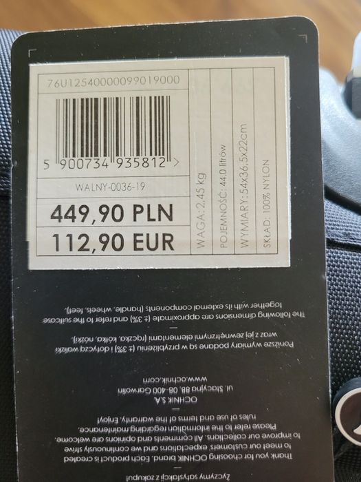 Walizka OCHNIK materiałowa- nowa