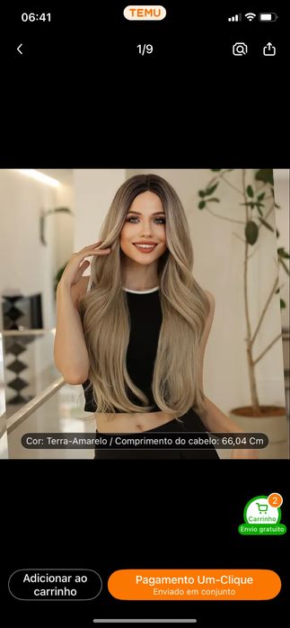 Peruca nova comprida loira