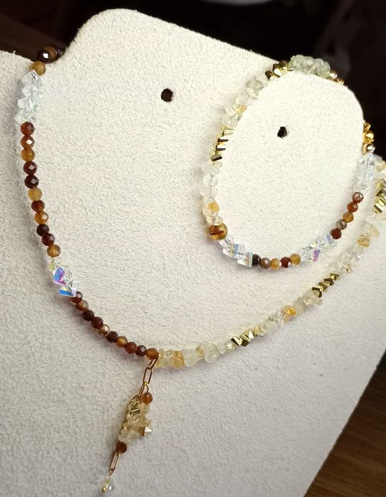 Naszyjnik choker i bransoletka naturalne kamienie