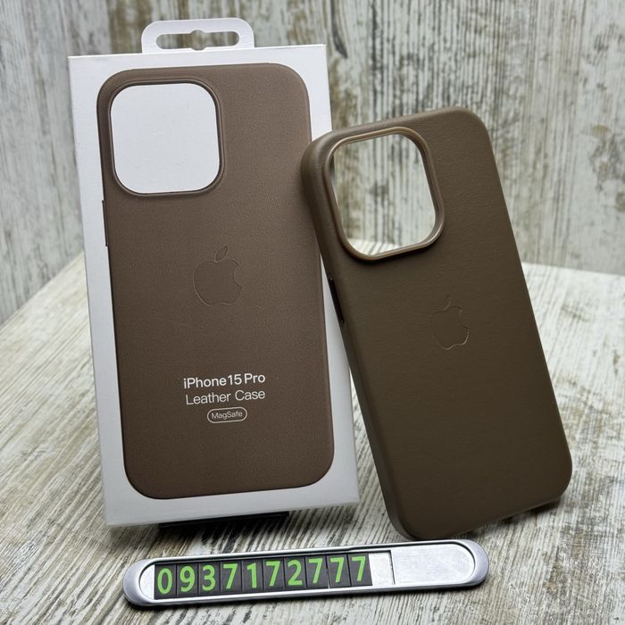 Чехол кожа Leather Case MagSafe на iPhone 15 Pro/ 15 Pro Max/ 16 Pro. Чохол