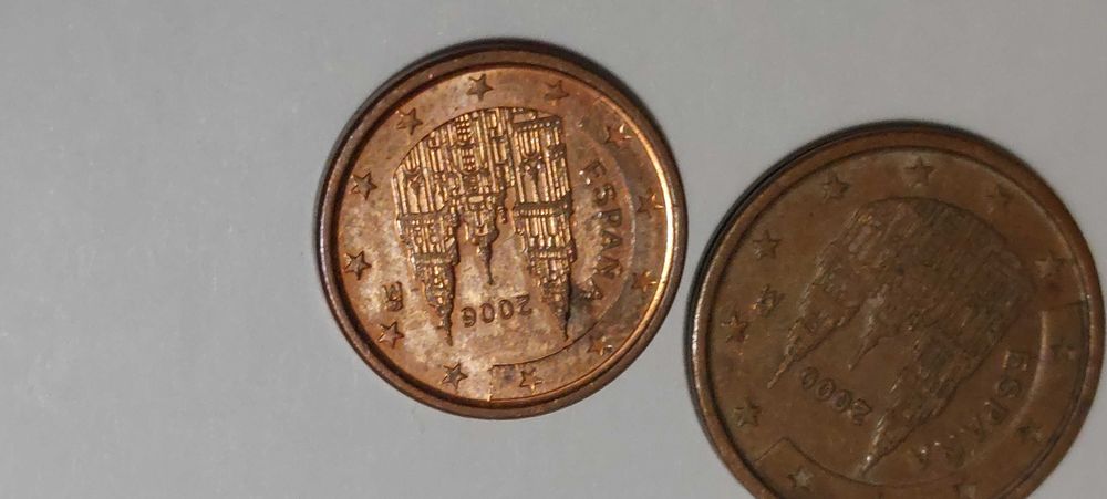 Moedas rara espanha 0,05 ano 2000 , 2001 0,02 , 0,01 2006