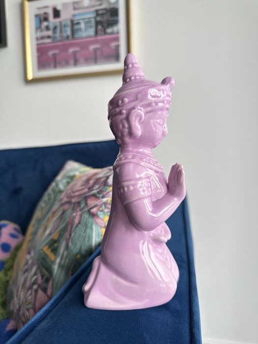 Nowa Fioletowa ceramiczna buddy figurka tajska Flying Tiger boho