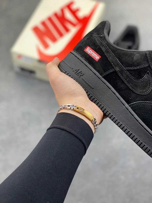 (БЕЗ ПЕРЕДОПЛАТИ) Nike Air Force Low x Supreme Black найк супрім чорні