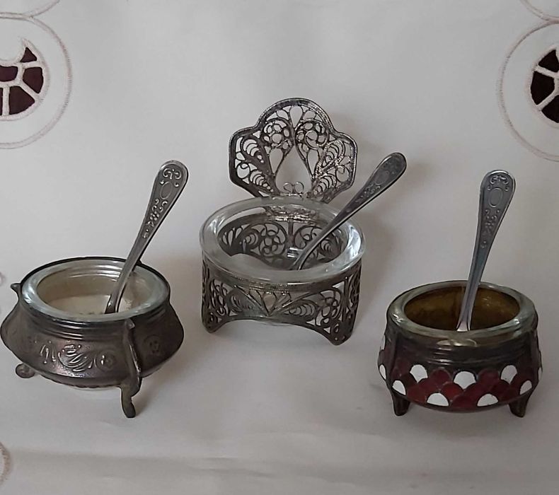 Solniczki posrebrzane komplet  3 szt