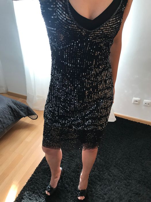 Vestido preto de lantejoulas - Mango (XS)