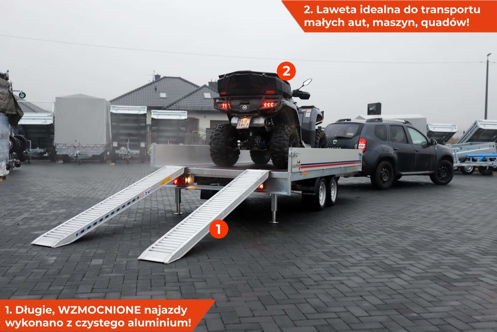 Laweta przyczepa z burtami ALU Gaupen N20-405 2 HL DMC 2700 najazdami