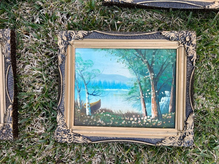 Quadros pintados a mão com moldura estilo  antigo