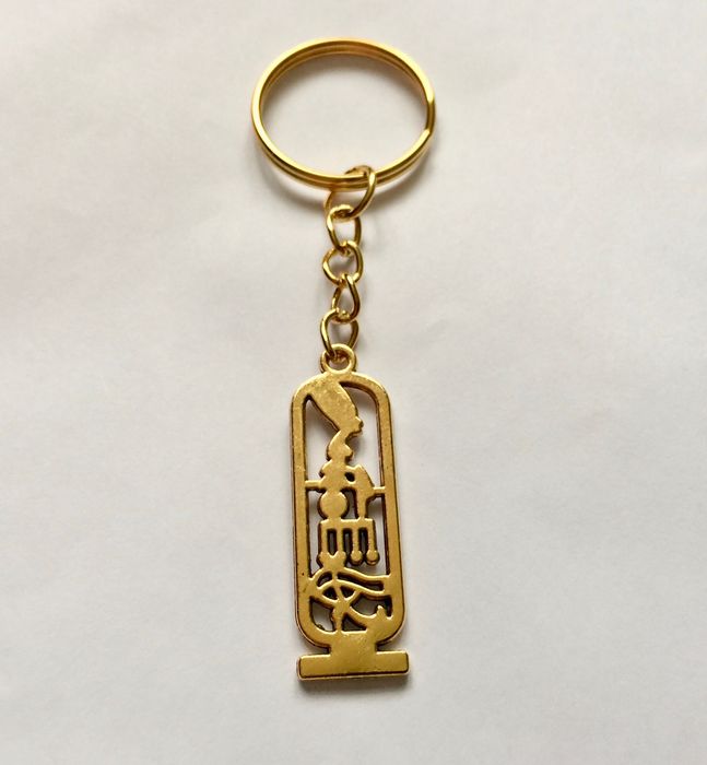 Egipt amulet KARTUSZ Oko Horusa brelok do kluczy złoty