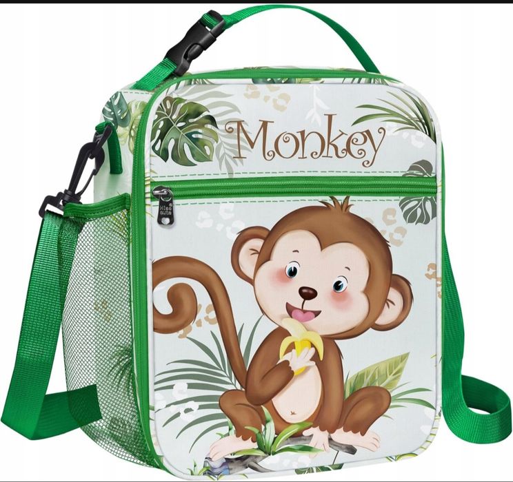 Torba Termiczna na Lunch dla Dzieci Lunchbox z Uchwytem Małpka