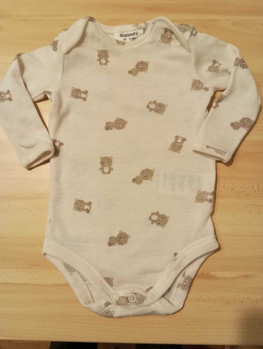 Kappahl Wełniane body niemowlęce w misie rozm.62/2-4mies.