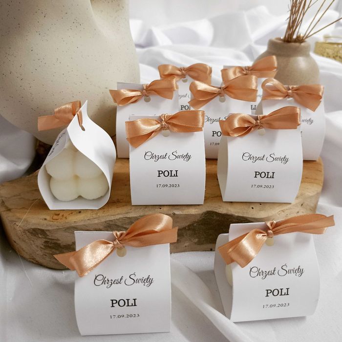 Świeca sojowa mini bubble w opakowaniu – podziękowanie dla gości