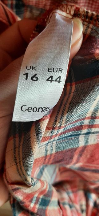 Koszula Bezrękawnik George Rozmiar 44 - Długa Tunikowa Czerwona Krata