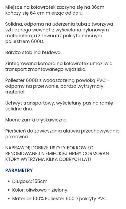 Wędkarstwo Nowa tuba pokrowiec sztywny proszę pisać na telefon