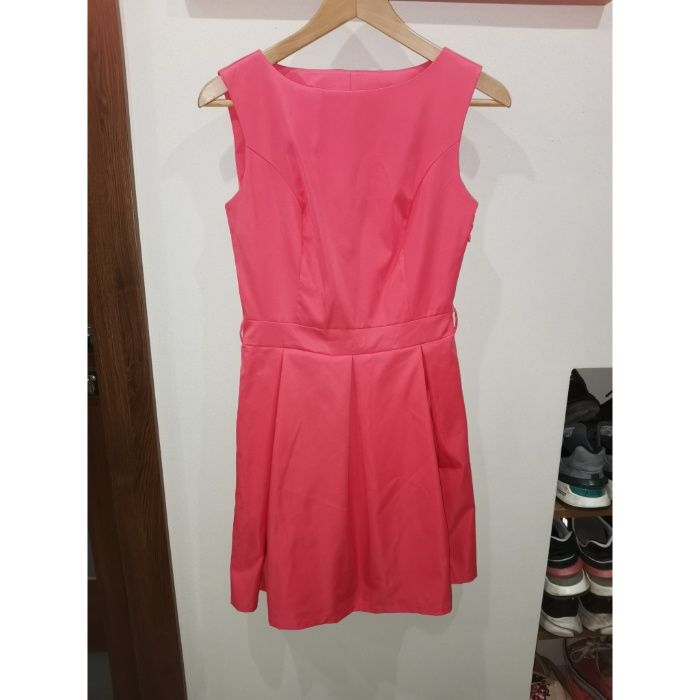 Sukienka różowa 36 S neon koktajlowa imprezowa róż na zamek