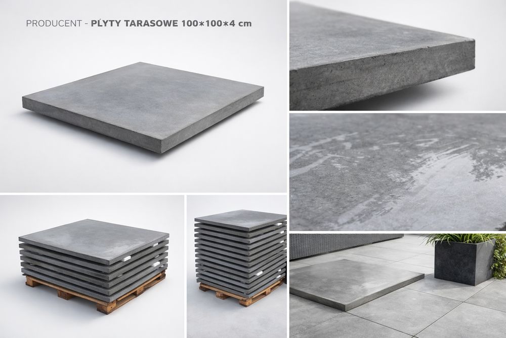 Płyty chodnikowe płytki betonowe 100×100×4 cm Kostka Brukowa Taras