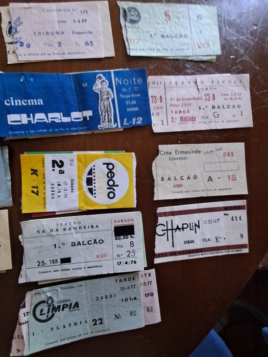 Bilhetes de cinema  antigos.
