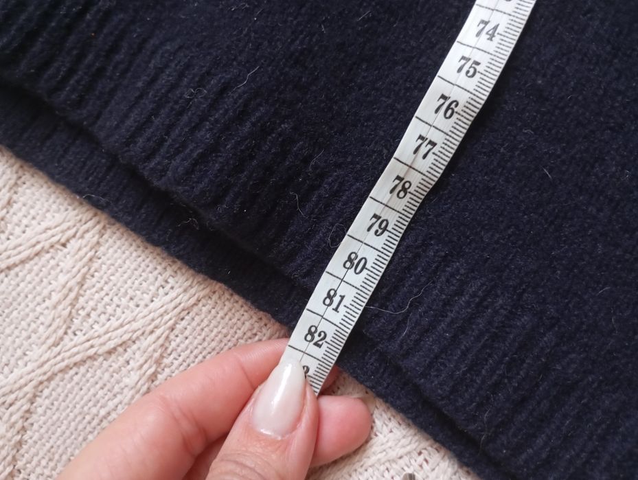 MASSIMO DUTTI S Wool Cachemire Blend granatowa sukienka 95% wełna