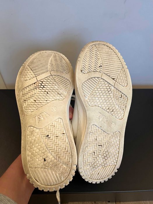 Wyjątkowe adidasy Sonic Zara, skórzane, białe, ok 20,5 cm wkładka