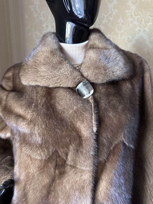 Норкова шуба 48-50, колір соболь 135 см, норка довга