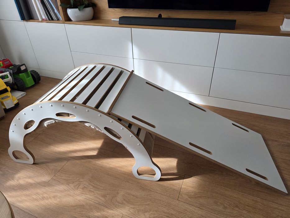 Zestaw 4w1 Duży bujak montessori, zjeżdżalnia, drabinka, poduszka