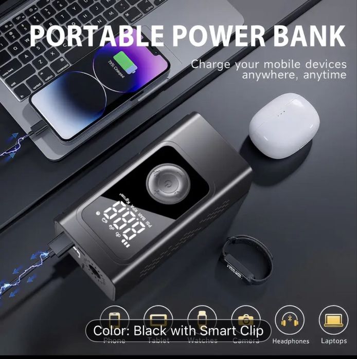 Бустер, пуск-зарядний  на 1000 А, з компрес. 150 PSI, батар. 10000 mAh