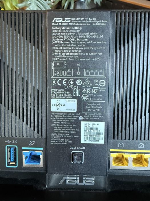 Router Dwuzakresowy Wi-Fi AC1900 ASUS RT-AC68U Daleki Zasięg