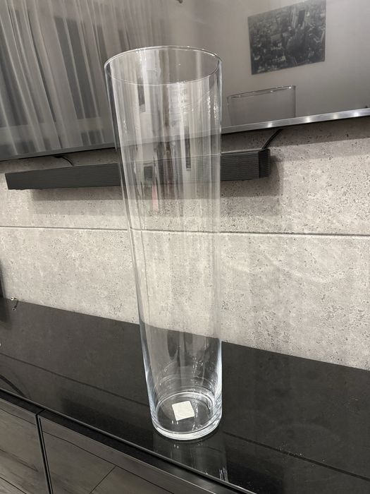 Szklany wazon, 60cm wysoki, 18cm średnica, tuba, szkło