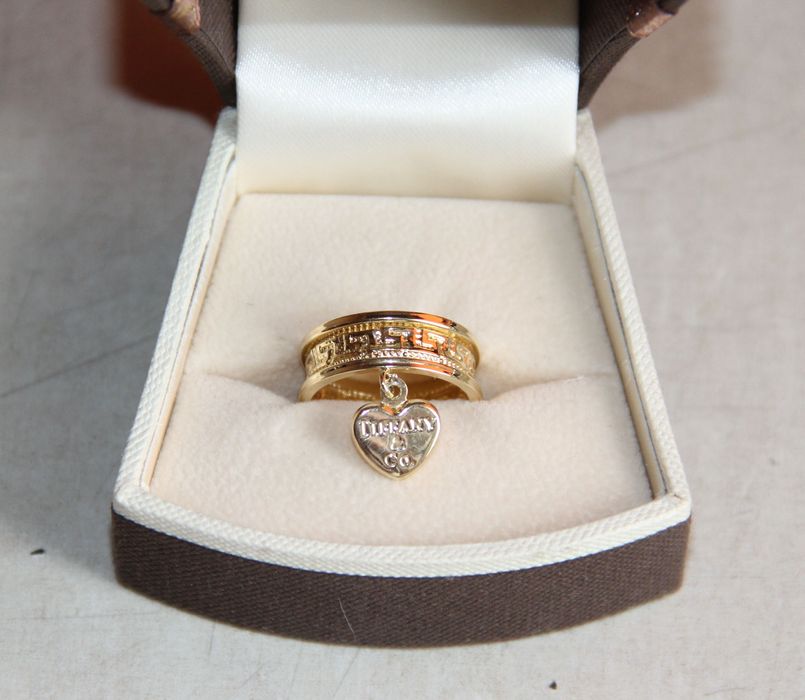 Zloty pierscionek tiffany & co złoto 585 wzor grecki obraczka apart